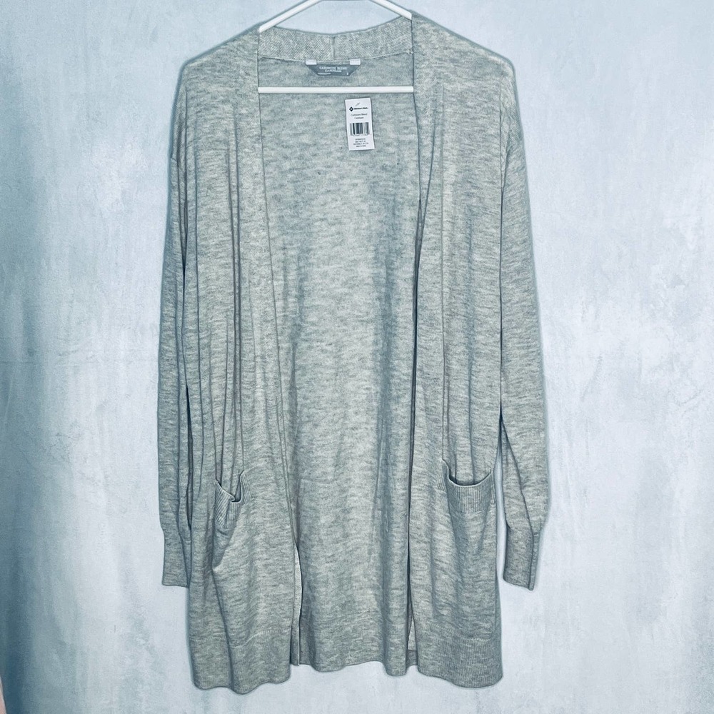 Luxury Cashmere Blend Gray Cardigan Pockets Soft